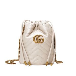 GG Marmont mini bucket bag in white leather